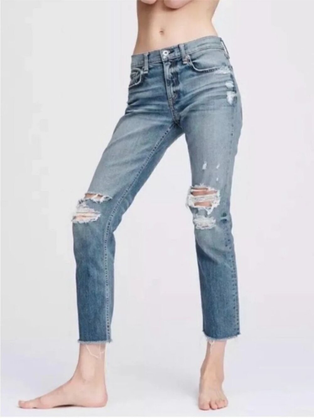 Rag & Bone Distressed Dre Low Rise Ankle Slim Boyfriend